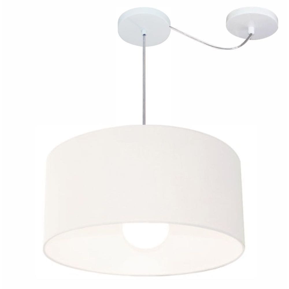 Lustre Pendente Cilíndrico Com Desvio de Centro Vivare Md-4230 Cúpula em Tecido 50x25cm - Bivolt