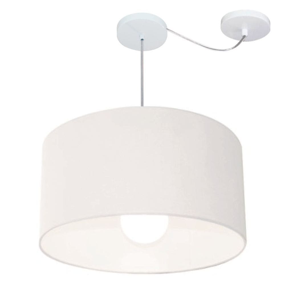 Lustre Pendente Cilíndrico Com Desvio de Centro Vivare Md-4234 Cúpula em Tecido 60x30cm - Bivolt