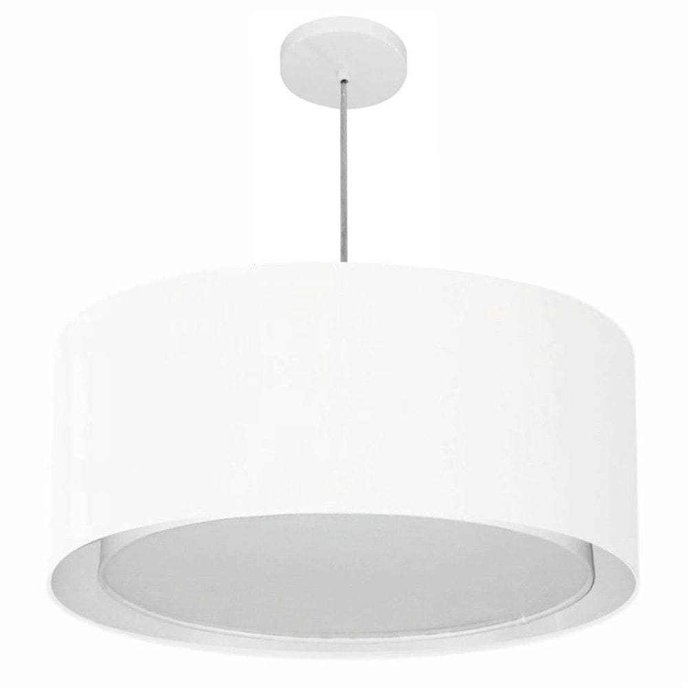Lustre Pendente Cilíndrico Duplo Vivare Md-4298 Cúpula em Tecido 60x30cm - Bivolt