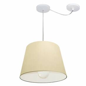 Lustre Pendente Cone Com Desvio de Centro Vivare Md-4274 Cúpula em Tecido 30x40cm - Bivolt