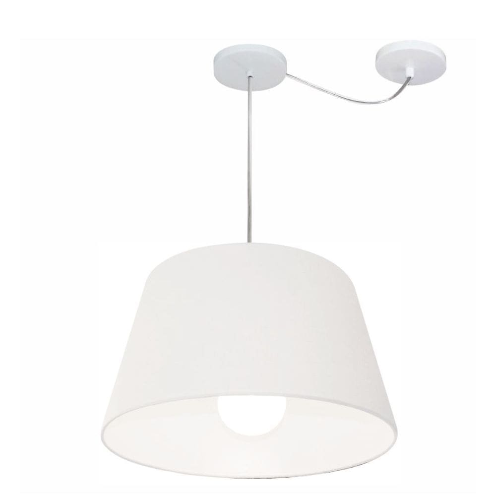 Lustre Pendente Cone Com Desvio de Centro Vivare Md-4273 Cúpula em Tecido 30x40cm - Bivolt
