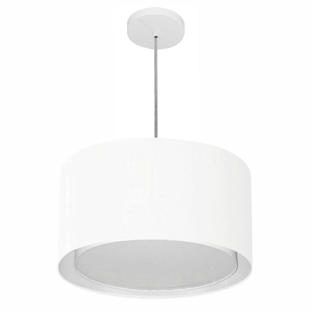 Lustre Pendente Cilíndrico Duplo Vivare Md-4290 Cúpula em Tecido 40x25cm - Bivolt