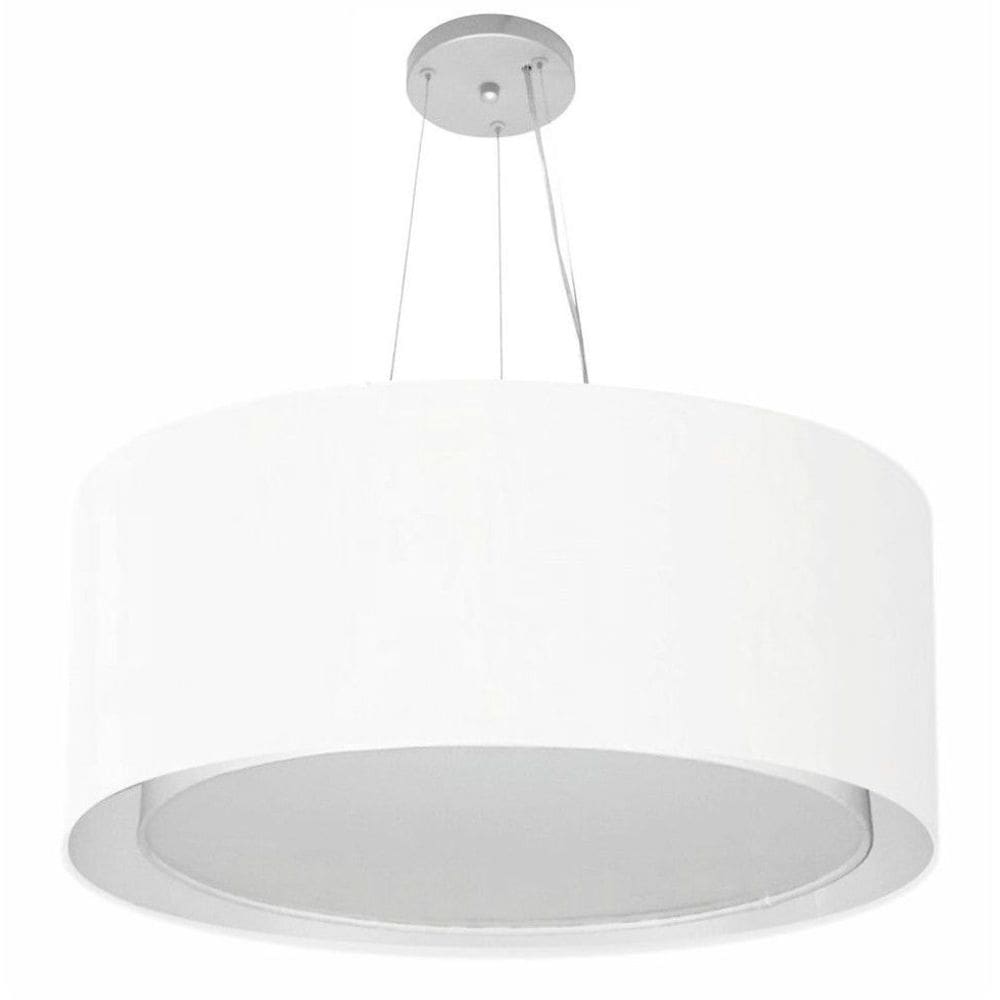 Lustre Pendente Cilíndrico Duplo Vivare Md-4302 Cúpula em Tecido 60x30cm - Bivolt