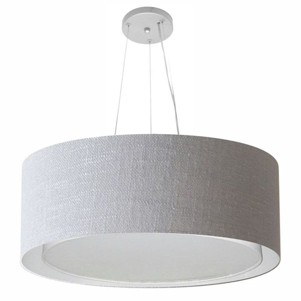 Lustre Pendente Cilíndrico Duplo Vivare Md-4125 Cúpula em Tecido 60x25cm - Bivolt