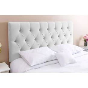 Cabeceira Casal 138 - Bello Box - Estilo Capitonê Tecido Sintético Branco Sem Strass