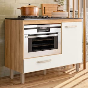 Balcão de Cozinha para Cooktop Fit 1 Porta 1 Gaveta Freijó/Off White - Nicioli