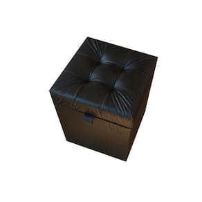 Puff Baú Quadrado 1 Lugar 36X36 Cm Preto Material Sintetico