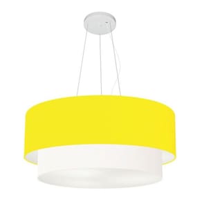 Lustre Pendente Duplo Cilíndrico Vivare Md-4179 Cúpula Tecido 70x60cm - Bivolt
