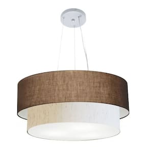 Lustre Pendente Duplo Cilíndrico Vivare Md-4073 Cúpula em Tecido 80x60cm - Bivolt