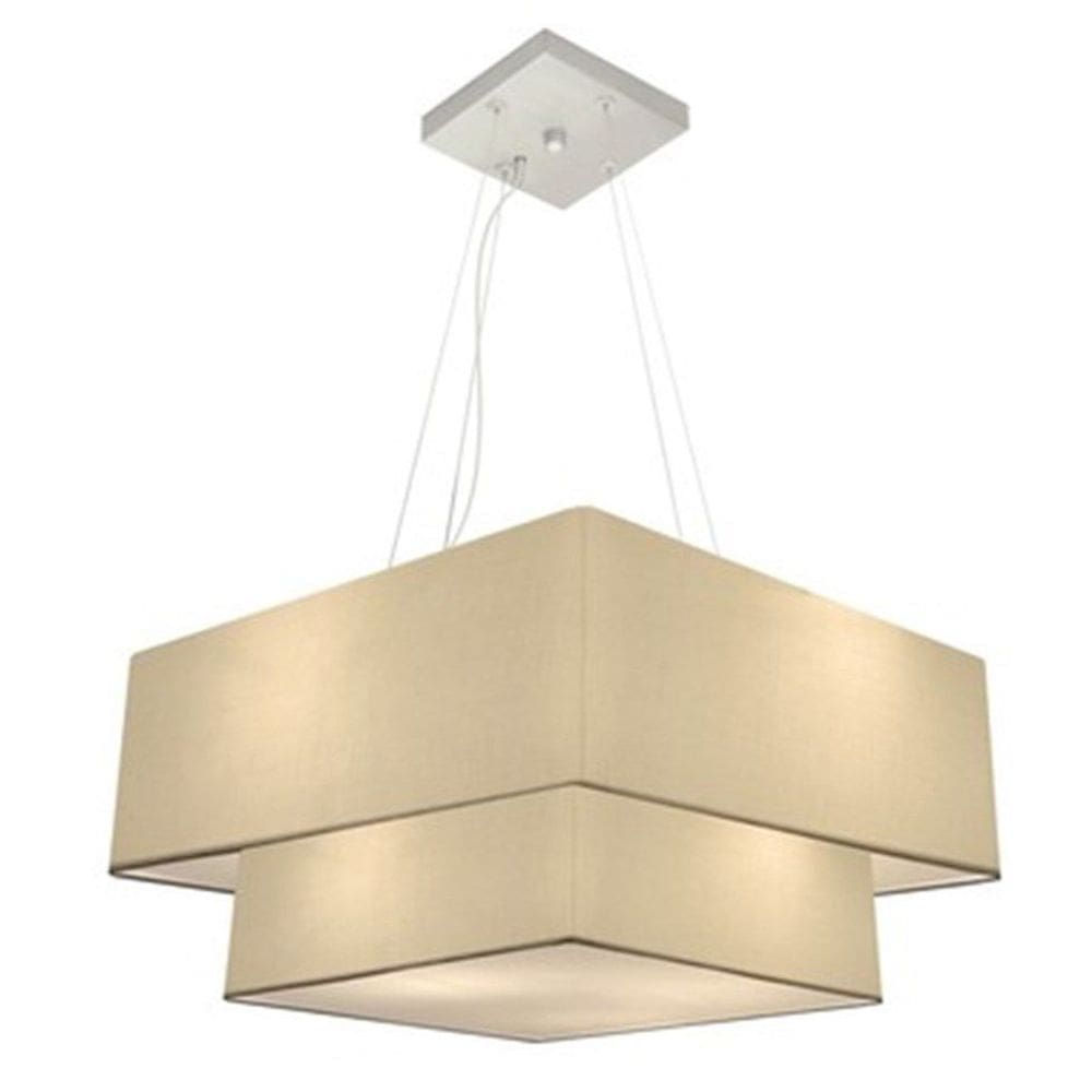 Lustre Pendente Duplo Quadrado Vivare Md-4083 Cúpula em Tecido 70x50cm - Bivolt