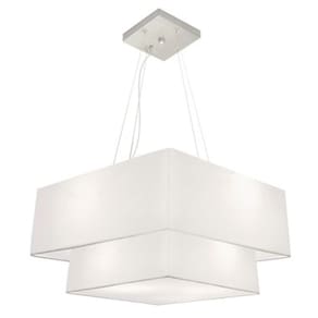 Lustre Pendente Duplo Quadrado Vivare Md-4066 Cúpula em Tecido 50x35cm - Bivolt