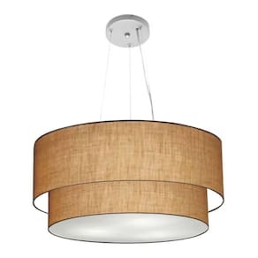 Lustre Pendente Duplo Cilíndrico Vivare Md-4179 Cúpula em Tecido 70x60cm - Bivolt