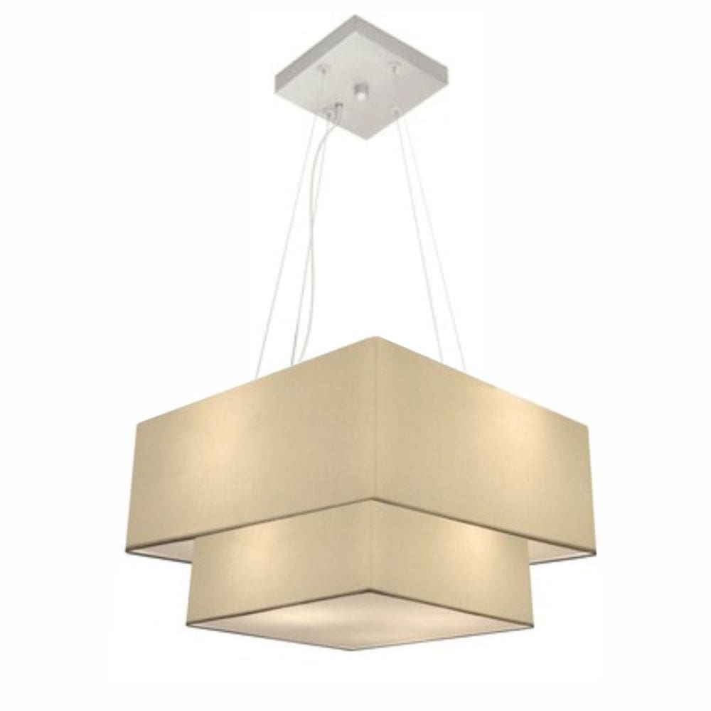 Lustre Pendente Duplo Quadrado Vivare Md-4157 Cúpula em Tecido 40x35cm - Bivolt