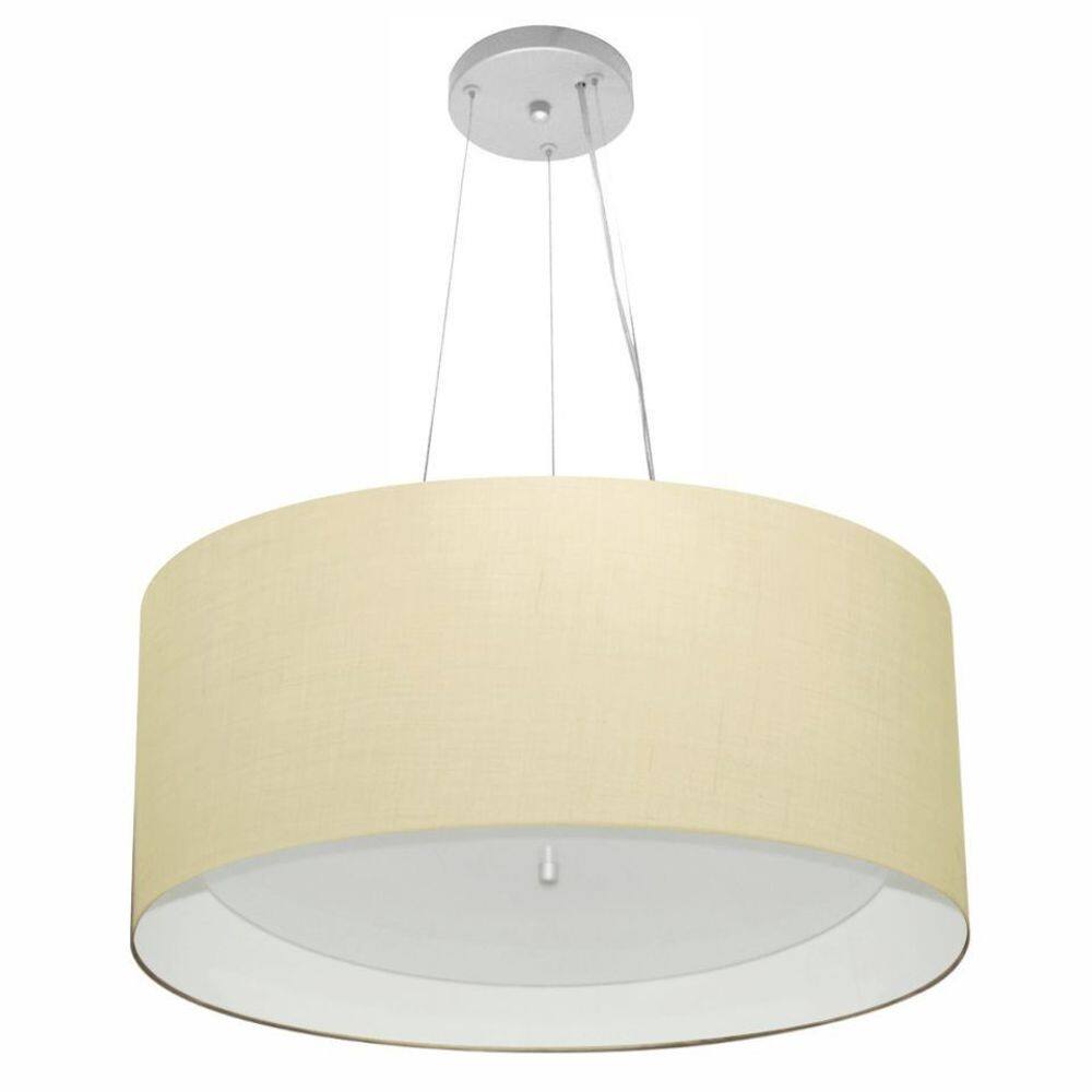 Lustre Pendente Cilíndrico Vivare Md-4145 Cúpula Forrada em Tecido 50x25cm - Bivolt