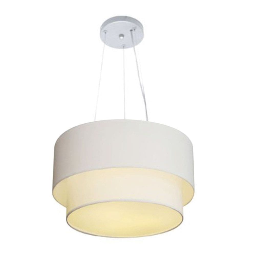 Lustre Pendente Duplo Cilíndrico Vivare Md-4158 Cúpula em Tecido 40x35cm - Bivolt