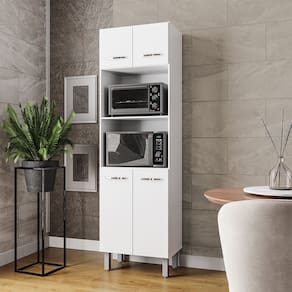 Armário Paneleiro Mara Para Cozinha Com 04 Portas Branco Moblis