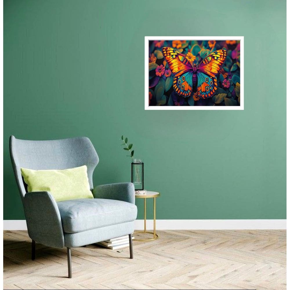 Quadro Decorativo Borboleta Floral - 50X70Cm