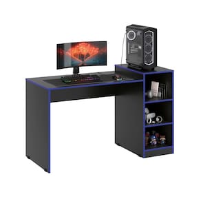 Mesa Gamer Zetra para Computador Com Nichos Azul e Preto