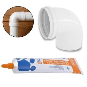 Joelho 90º Esgoto 75Mm + Adesivo Pvc Incolor Bisnaga 17G