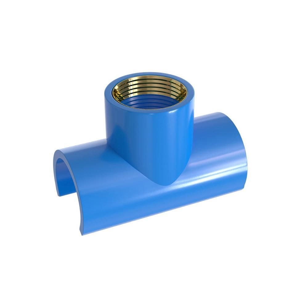 Tapa Furo Tee Pvc/Latão Rosca 25Mm X 3/4 Azul Estrela