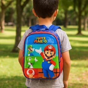 Mochila Costas Super Mario Infantil Escolar Meninos Vermelho