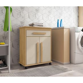 Armário Balcão Multiuso 2 Portas 1 Gaveta Com Rodízios Chile Cinamomo/off-white