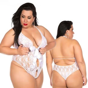 Kit Body Plus Size com Luvas em Renda – Encaixe Perfeito e Sensualidade à Flor da Pele