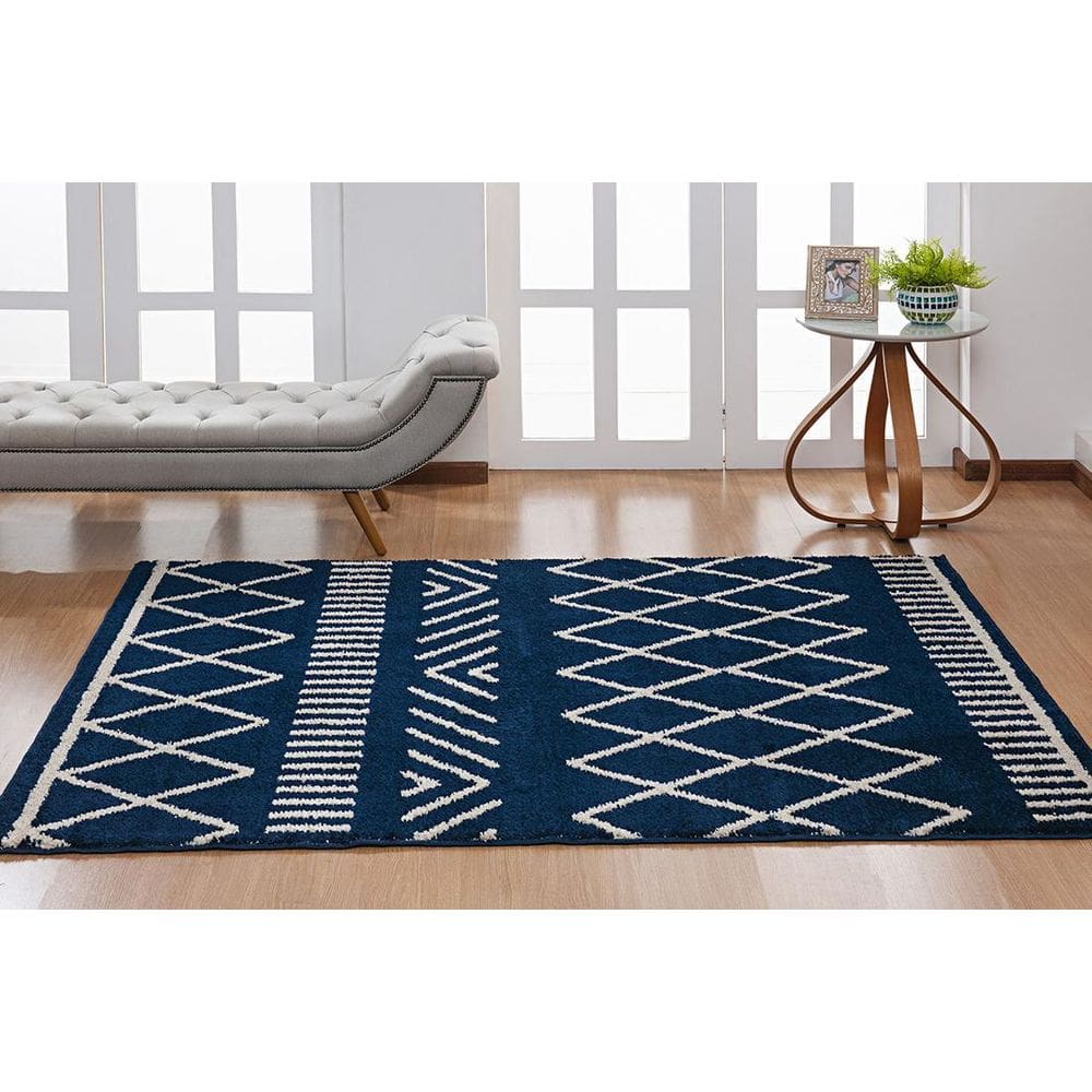 Tapete Sala Toque Macio 2,00X2,50 Linha Art Antid. Azul Des