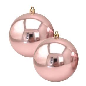 Jogo 2 Bolas de Natal Lisa Brilhante Rosê Gold Grande 14cm - Magizi