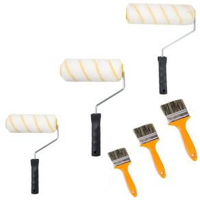 Kit Rolo Pincel Trincha Para Pintura Com 6 Peças