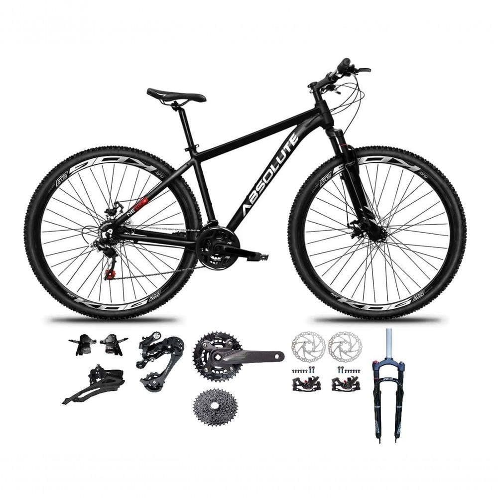 Bicicleta Aro 29 Absolute Nero 5 Kit 2x9 Gta Sunrun Freio Disco K7 Pedivela 24-38d Garfo Com Trava Preto Tam.19