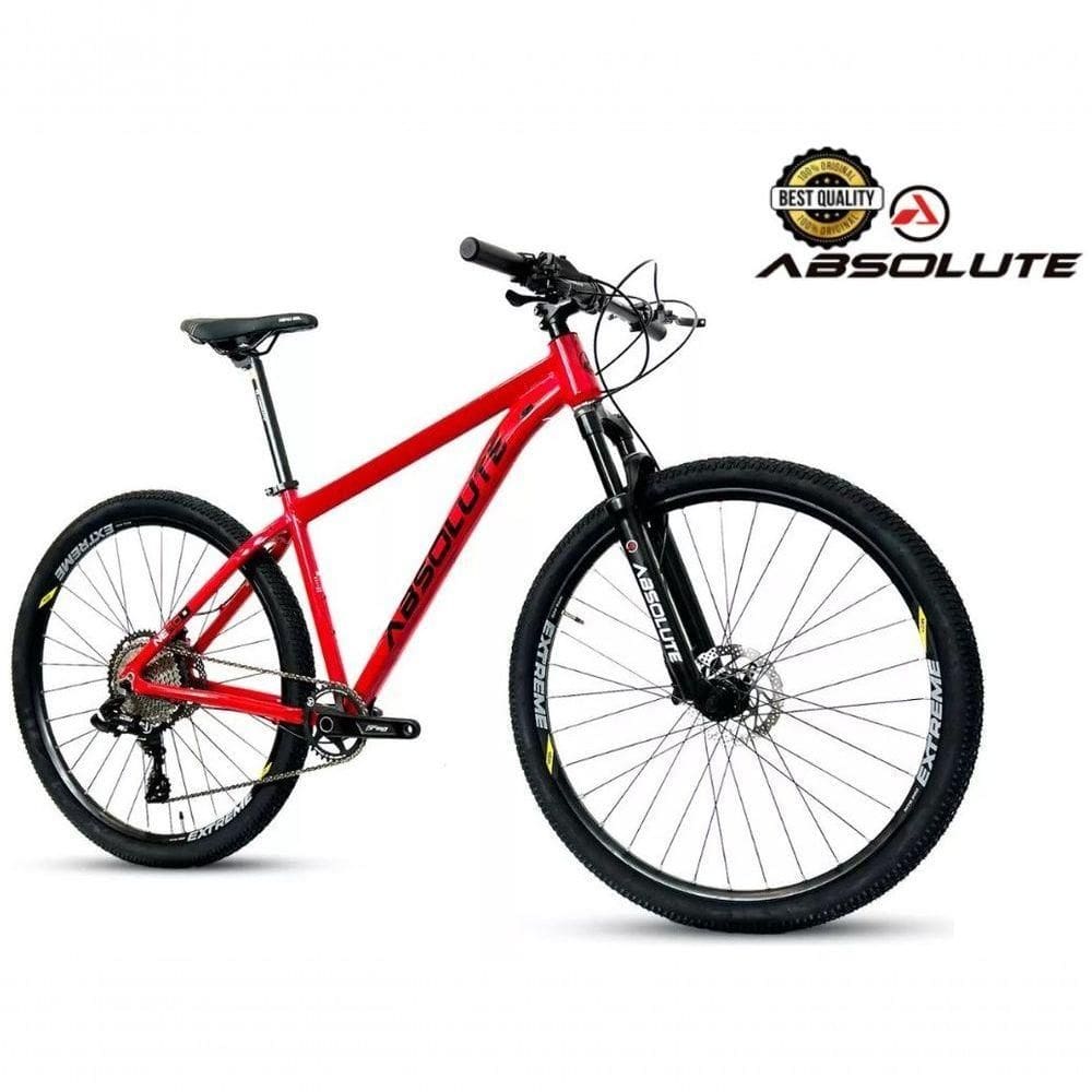 Bike Aro 29 Nero 5 Peças Inteira Absolute 12v Hollowtech Freio Hidráulico K7 11-52 Garfo Trava Guidão - Vermelho Tam.21