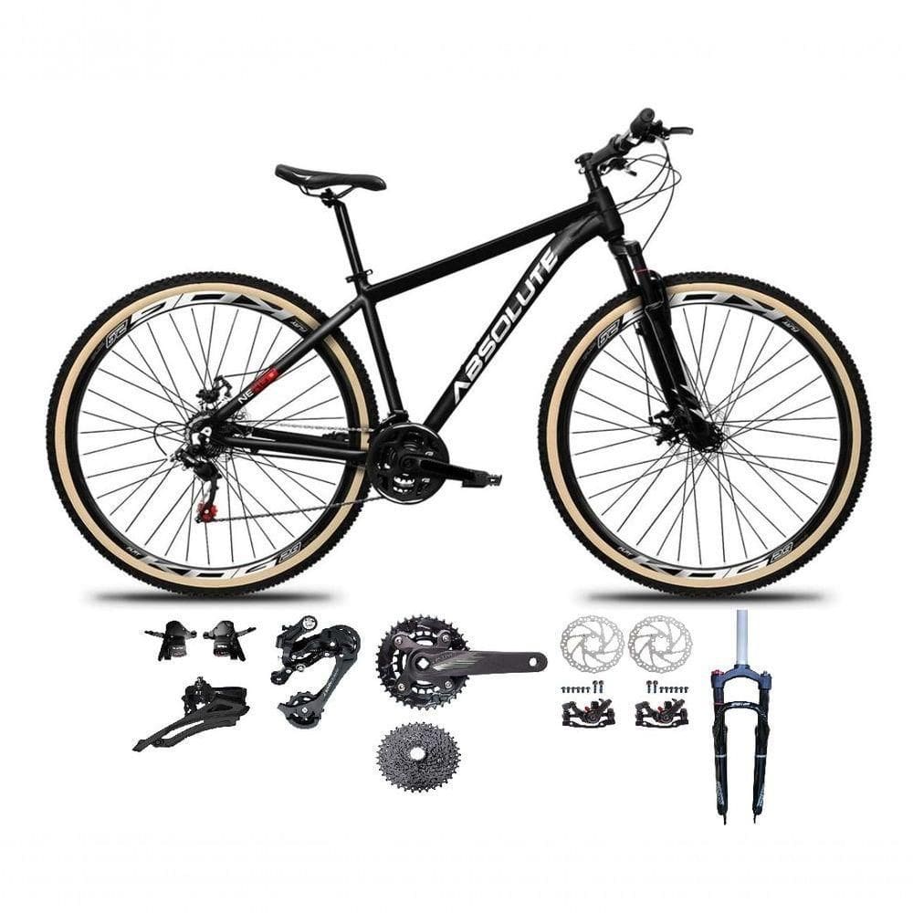Bicicleta Aro 29 Absolute Nero 5 Kit 2x9 Gta Sunrun Freio Disco K7 Garfo C-trava Pneu C-faixa Preto Tam.19