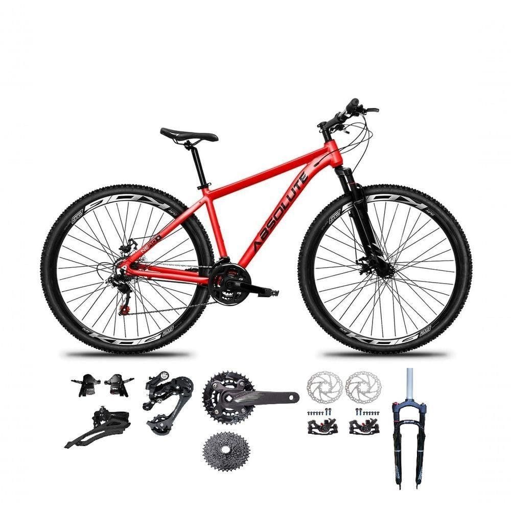 Bicicleta Aro 29 Absolute Nero 5 Kit 2x9 Gta Sunrun Freio Disco K7 Pedivela 24-38d Garfo Com Trava Vermelho Tam.19