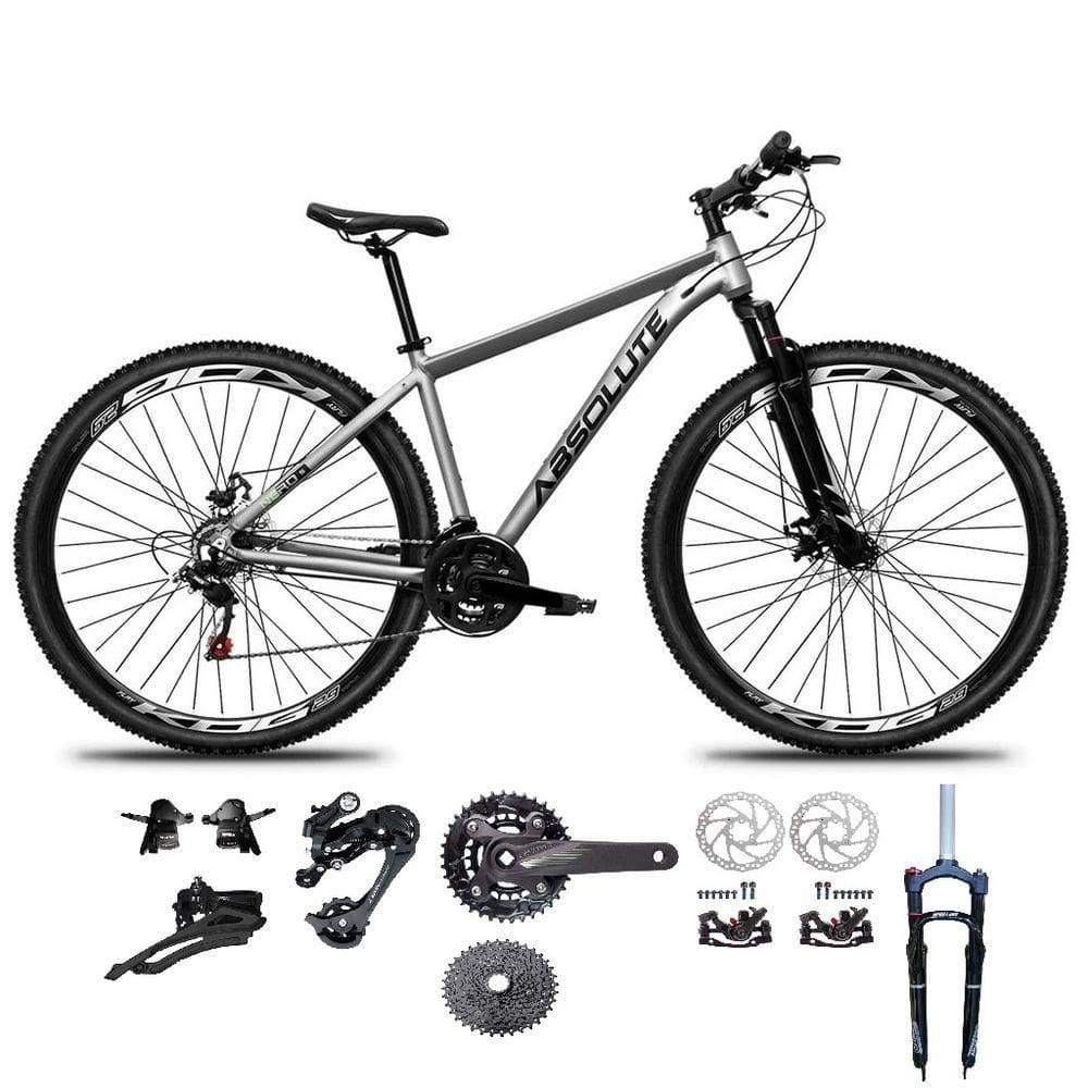 Bicicleta Aro 29 Absolute Nero 5 Kit 2x9 Gta Sunrun Freio Disco K7 Pedivela 24-38d Garfo Com Trava Cinza Tam.17