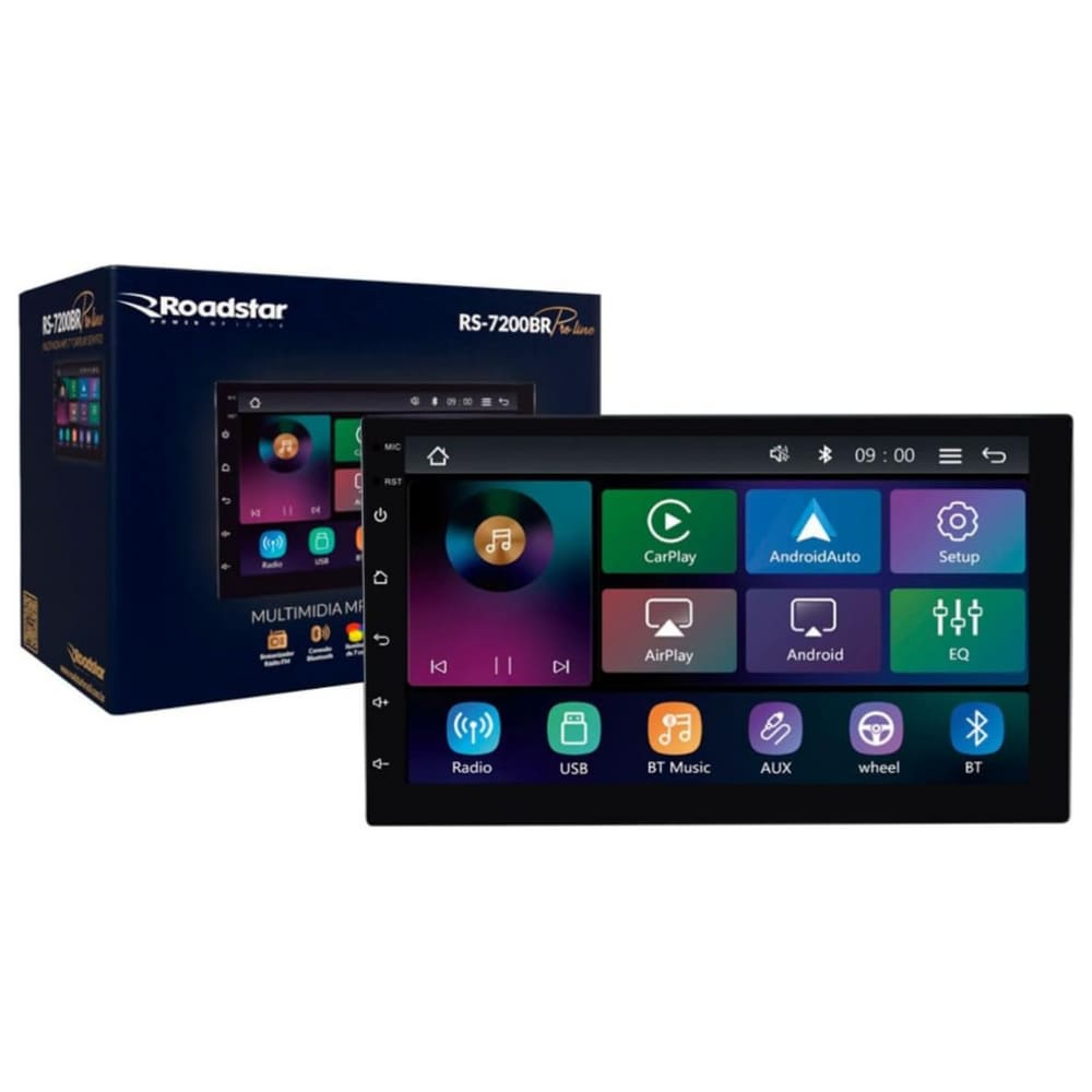 Multimídia Mp5 7` Roadstar Pro Line Carplay Sem Fio Rs7200br
