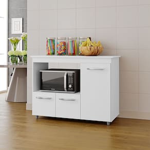 Armário Balcão Multiuso para Cozinha Micro-ondas e Forno Liza 03 Portas Branco Moblis