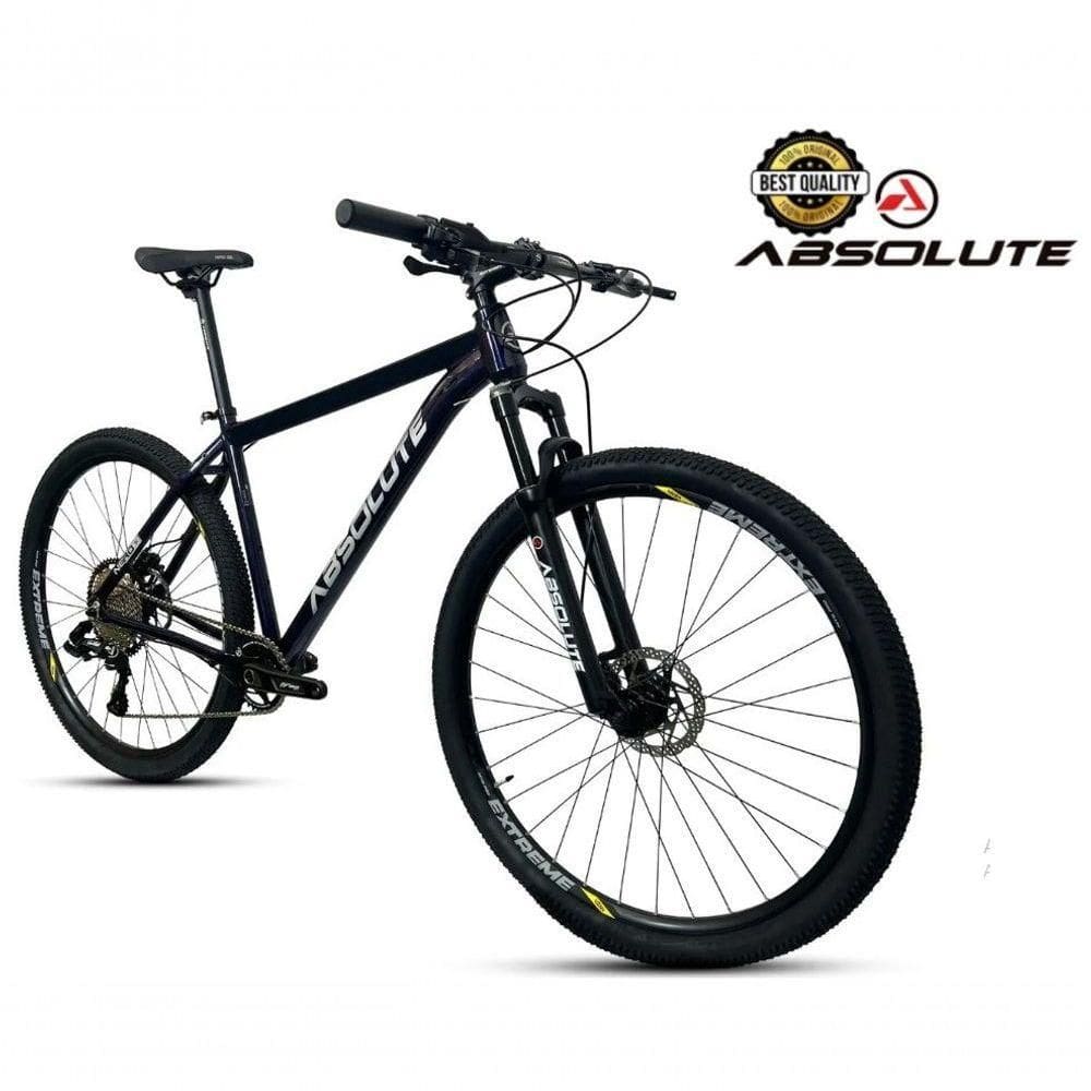 Bike Aro 29 Nero 5 Peças Inteira Absolute 12v Hollowtech Freio Hidráulico K7 11-52 Garfo Trava Guidão Azul Tam.15