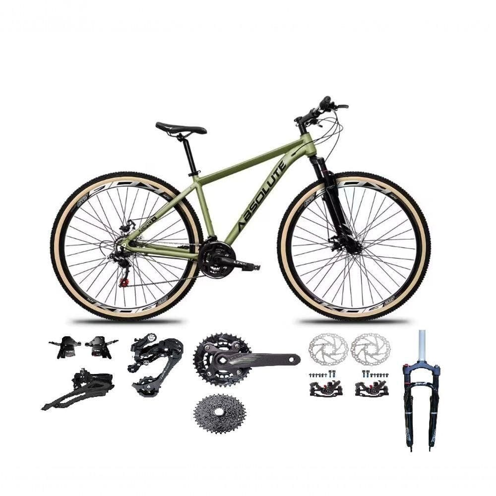 Bicicleta Aro 29 Absolute Nero 5 Kit 2x9 Gta Sunrun Freio Disco K7 Garfo C-trava Pneu C-faixa Oliva Tam.19