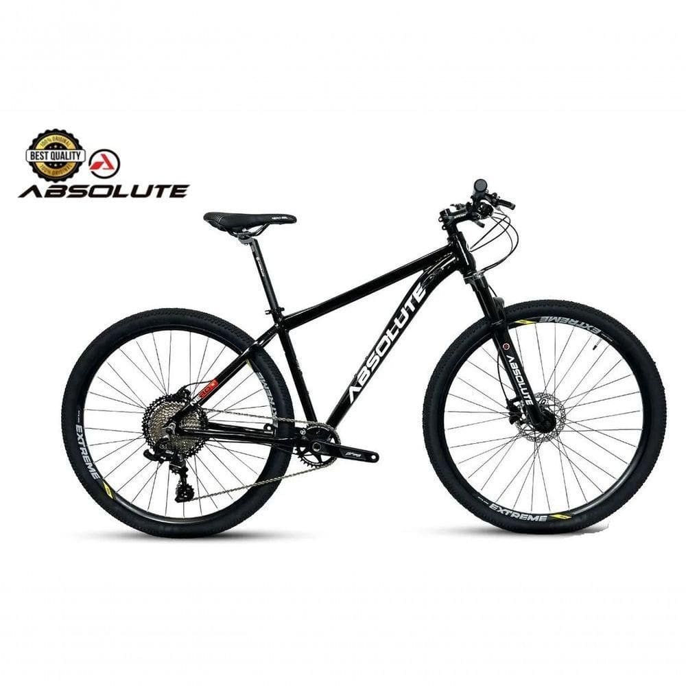 Bike Aro 29 Nero 5 Peças Inteira Absolute 12v Hollowtech Freio Hidráulico K7 11-52 Garfo Trava Guidão - Preto Tam.19
