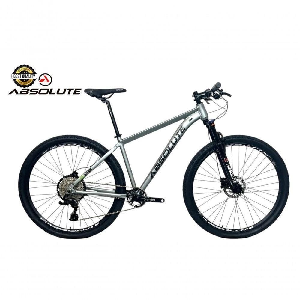 Bicicleta Aro 29 Nero 5 Peças Inteira Absolute 12v Garfo Trava K7 11-52 Freio A Disco Hidráulico Cinza Tam.17