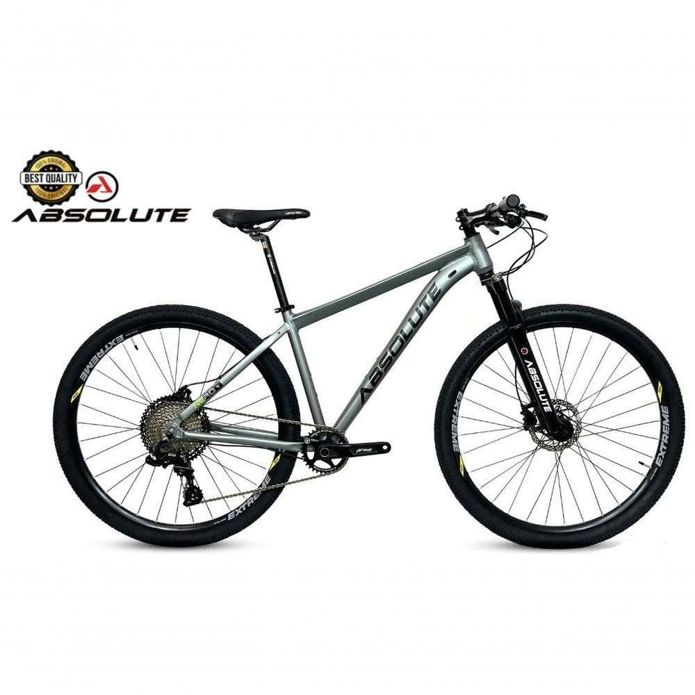 Bike Aro 29 Nero 5 Peças Inteira Absolute 12v Hollowtech Freio Hidráulico K7 11-52 Garfo Trava Guidão Cinza Tam.13.8