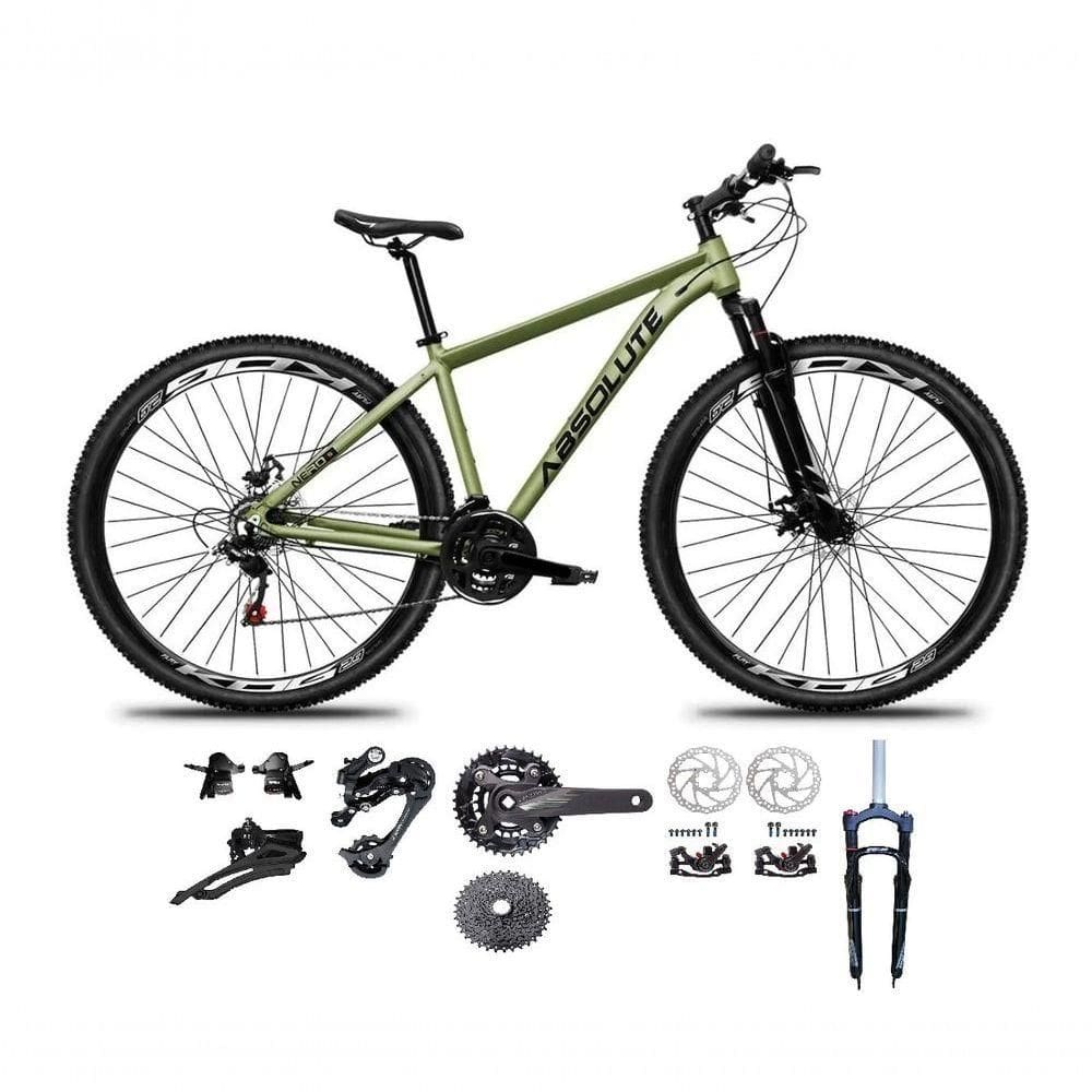Bicicleta Aro 29 Absolute Nero 5 Kit 2x9 Gta Sunrun Freio Disco K7 Pedivela 24-38d Garfo Com Trava Oliva Tam.15