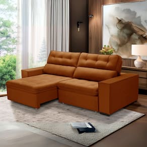 Sofa Retratil Reclinavel 2 Lugares 2,00 Vitória Veludo Terracota LansofBr