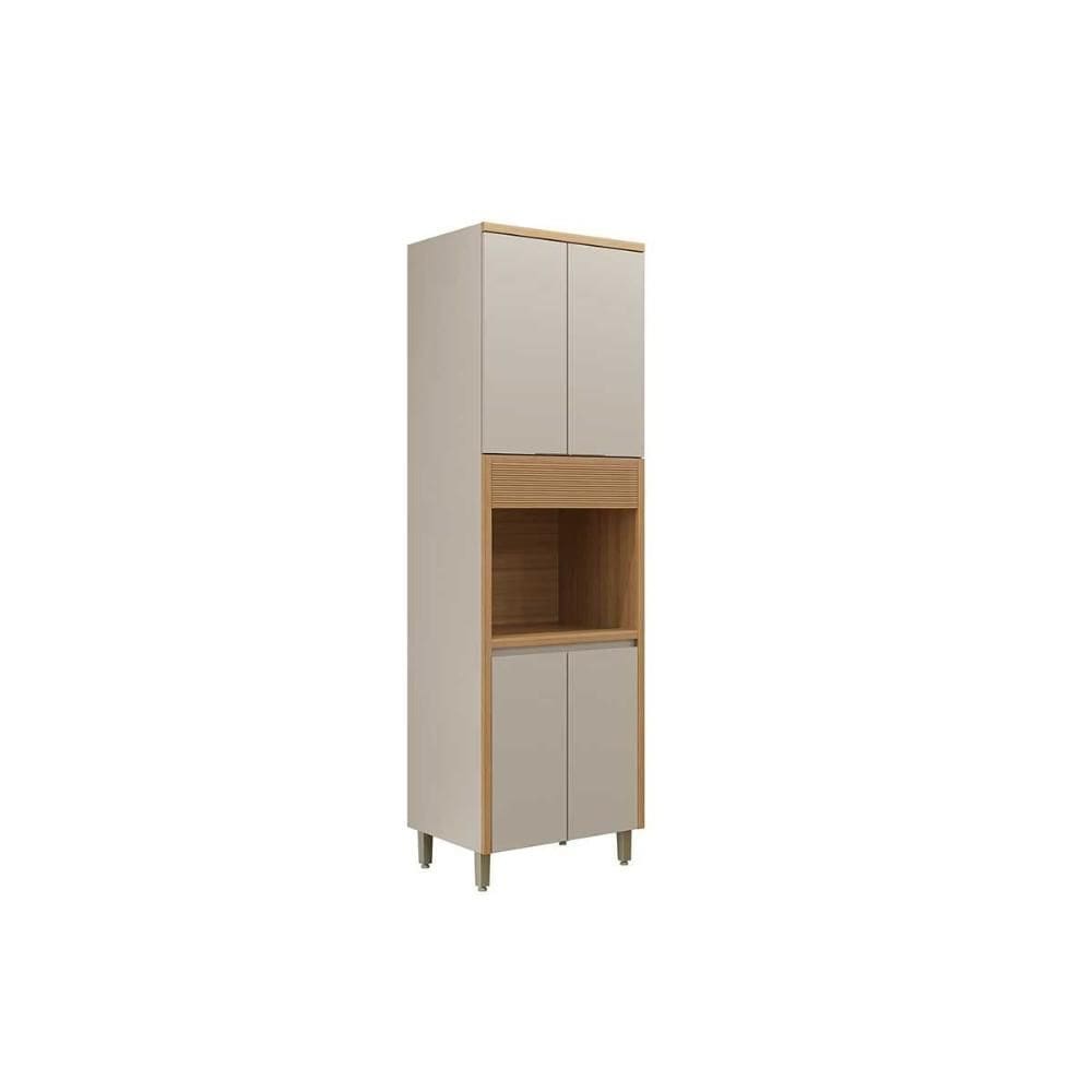 Paneleiro de Cozinha Allure c/ 5 Portas 1 Nicho p/ Forno 70cm Jequitiba/Gris Fosco - Linea Brasil