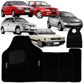 Jogo Tapete Automotivo Carpete + Lixeira Gol G5 2009 à 2012 Soft Logo Bordado Preto 6 Peças