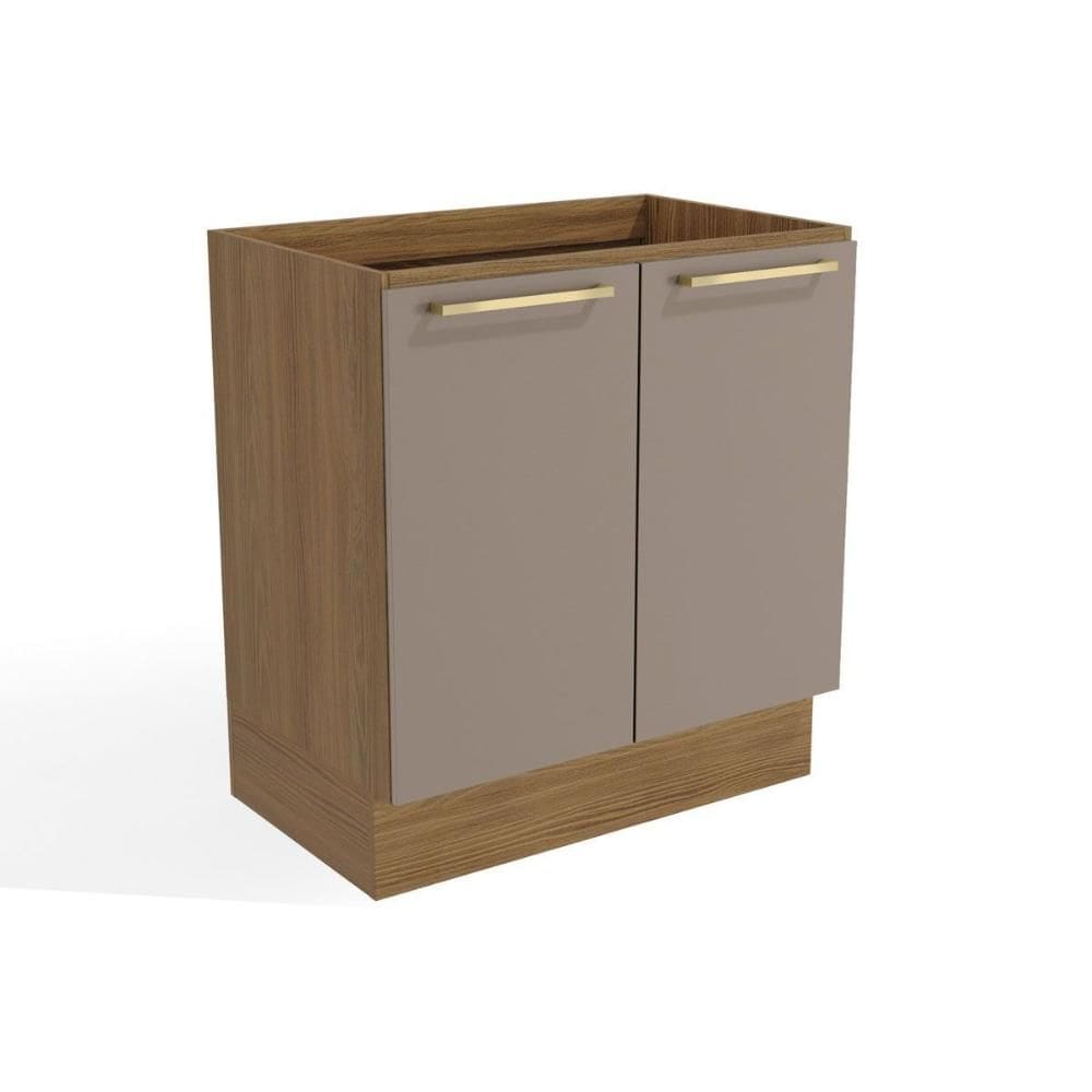 Balcão de Cozinha Botanic M623 c/ 2 Portas s/Tampo 80cm Nogueira/Fendi - Kappesberg