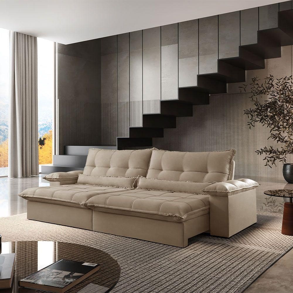 Sofá Vega 02 Módulos De 120cm Br 25cm Meu Sofá Online A226 Linho Bege