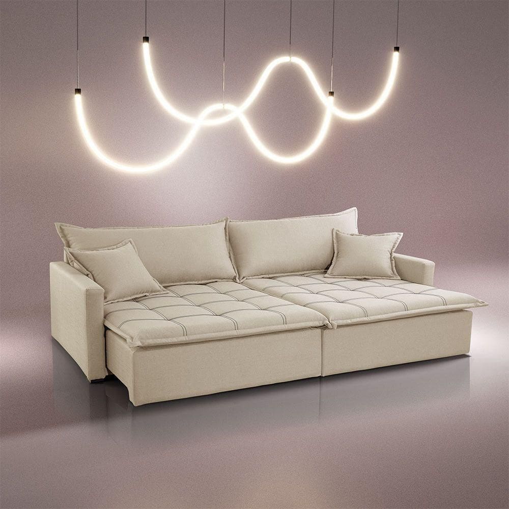 Sofá Cama Flora 02 Módulos De 90cm Br 15cm Meu Sofá Online A294 Linho Creme