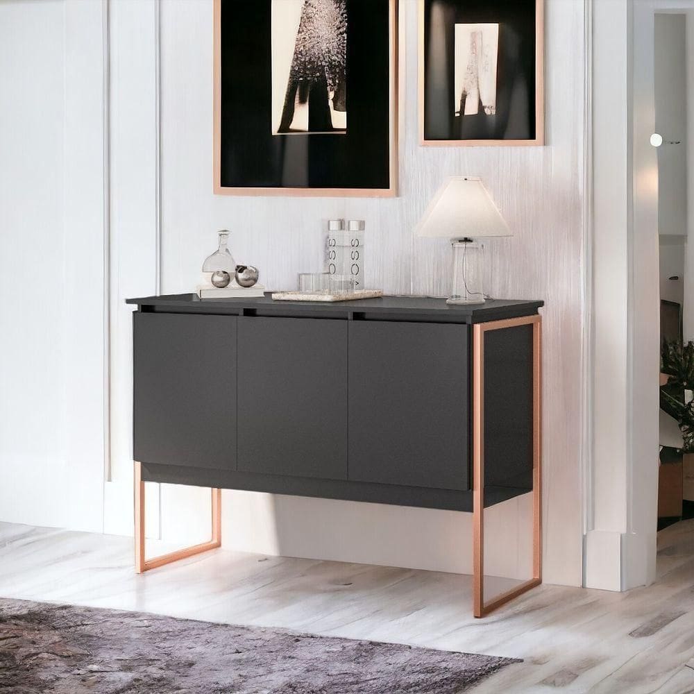 Buffet 3 Portas Elegante Noronha - Preto Cobre Preto Cobre